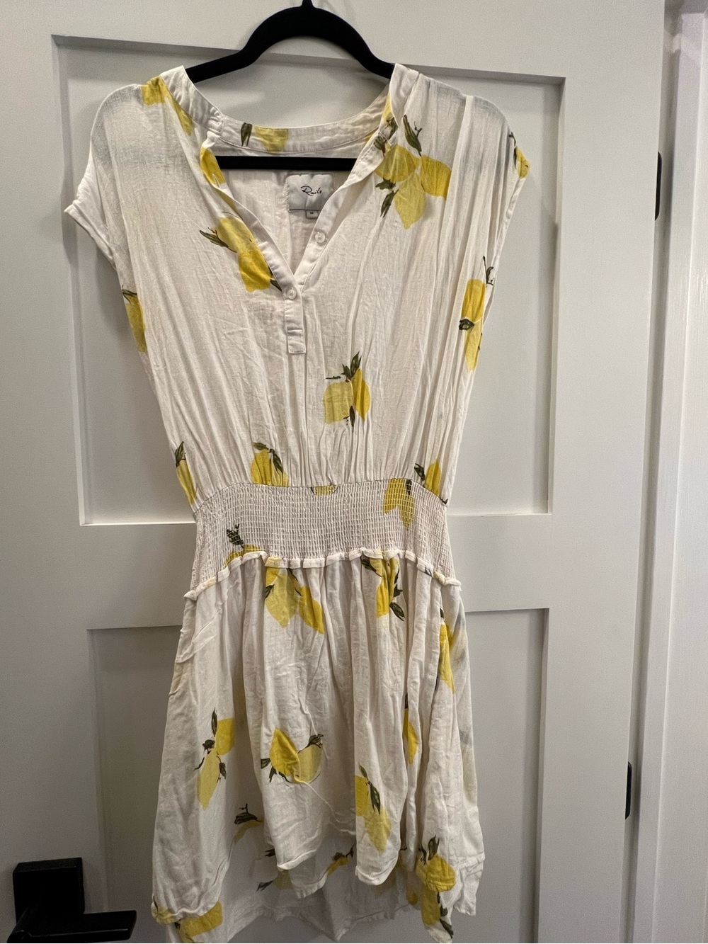 Rails White Mini Dress with Yellow Lemon Print